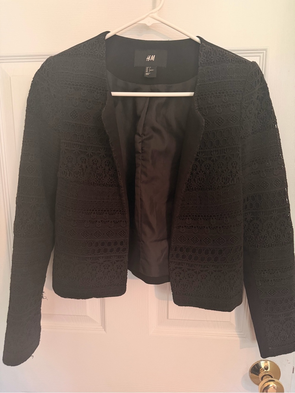 H&M Black Crochet Open Blazer Jacket